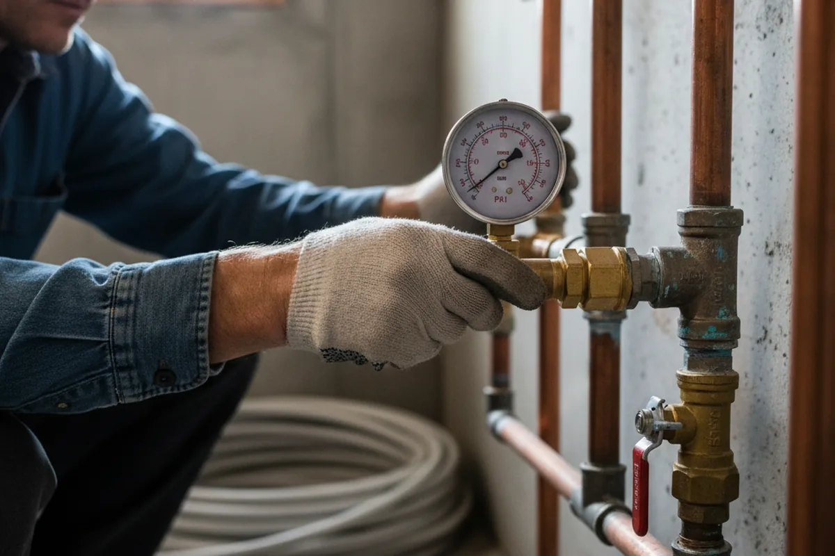Pressure testing a repaired line during Water Line Repair in Bowmansville